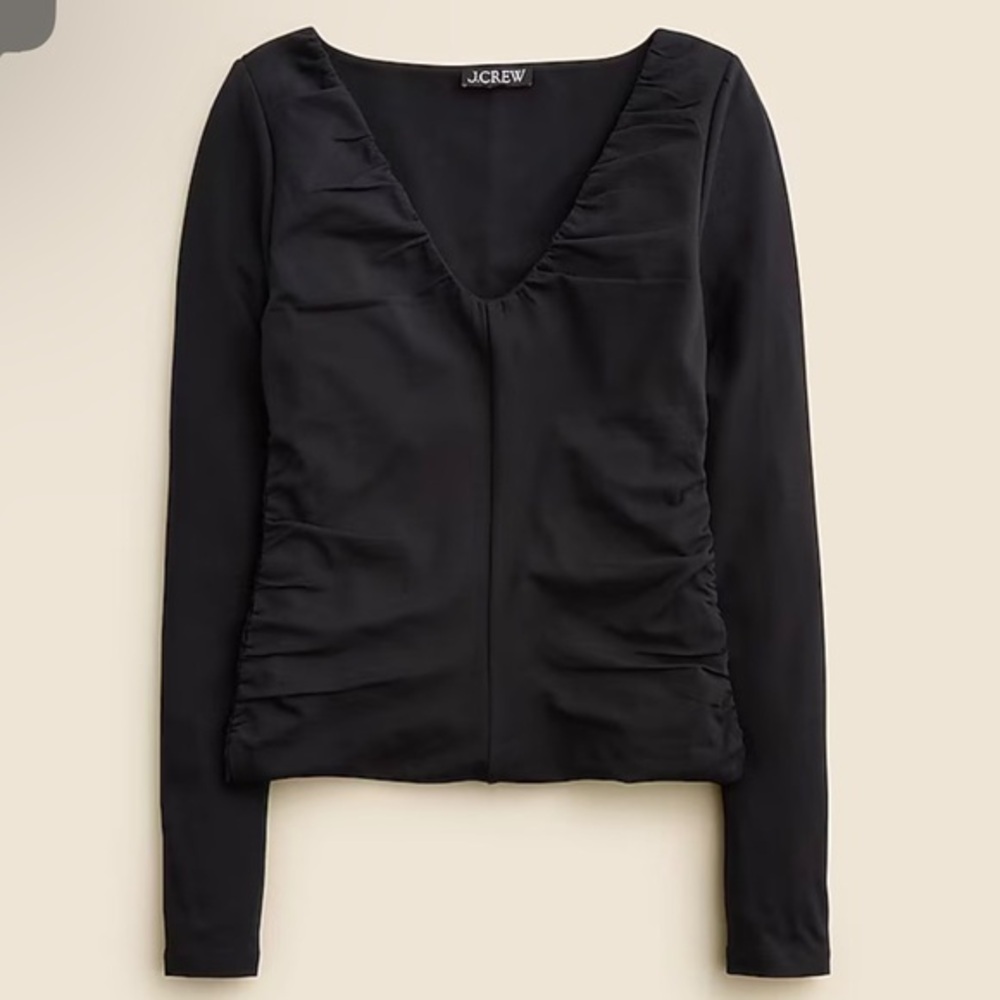 Jcrew Stretch cotton blend ruched V-neck top, NWT, size XL